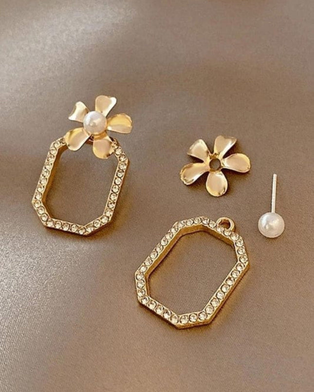 Three way flower pearl earnings